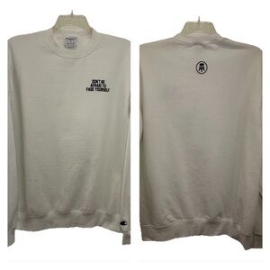 Champion ECO Barstool Sweatshirt Men’s Large White Long Sleeve Text